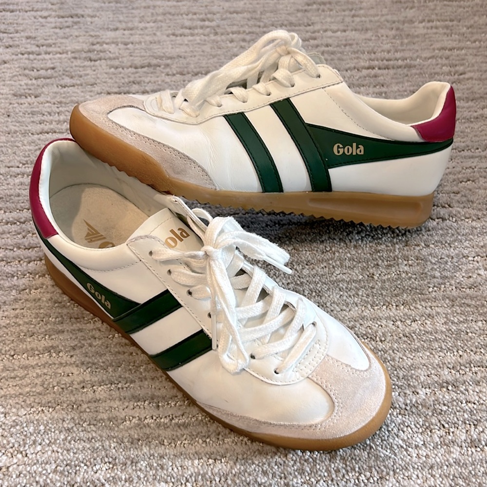 Gola torpedo in white/evergreen/fuschia - size 8